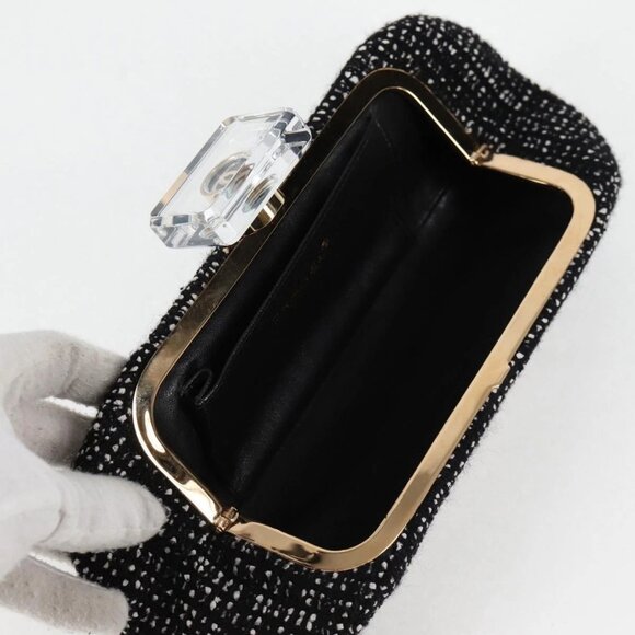 CHANEL Clutch Bag Tweed Black Gold CC Auth 124606AV - Picture 13 of 16